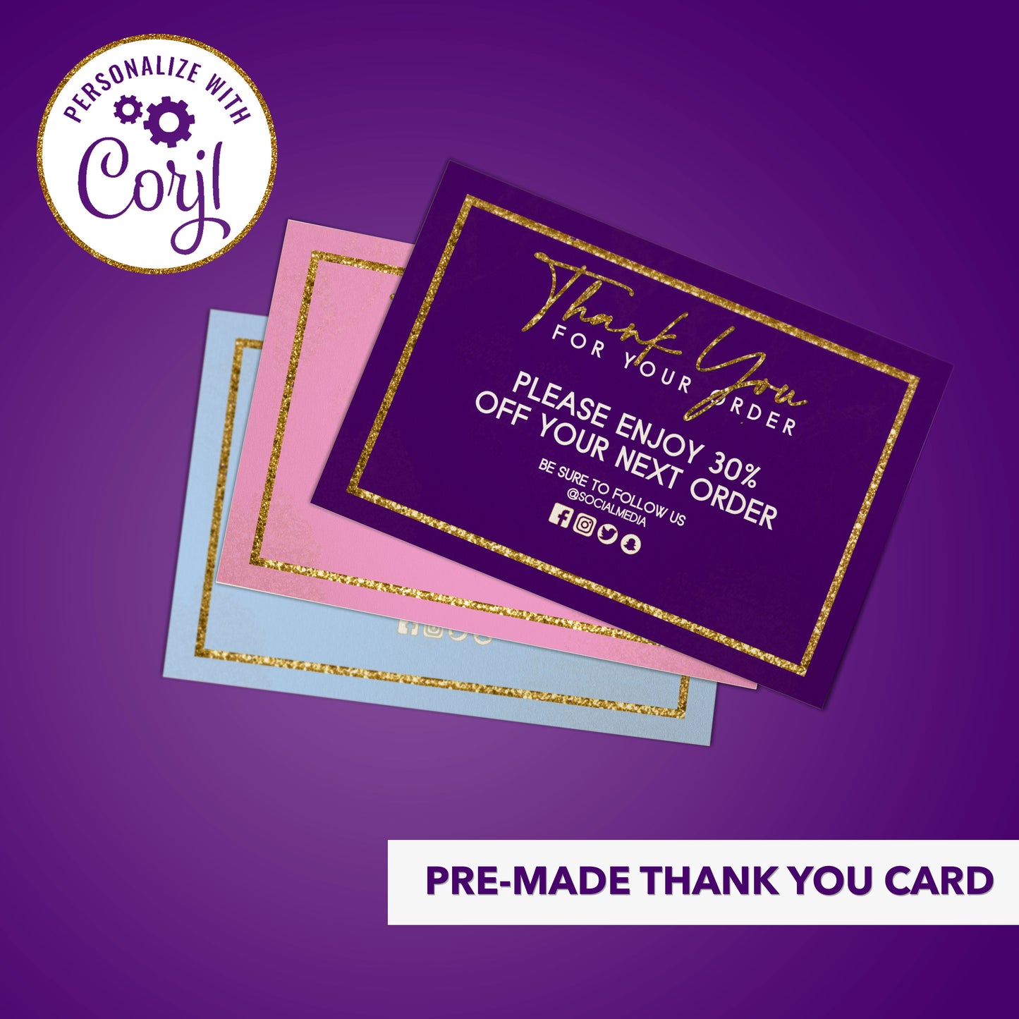 Pre-made Thank You Card (Purple_Gold)
